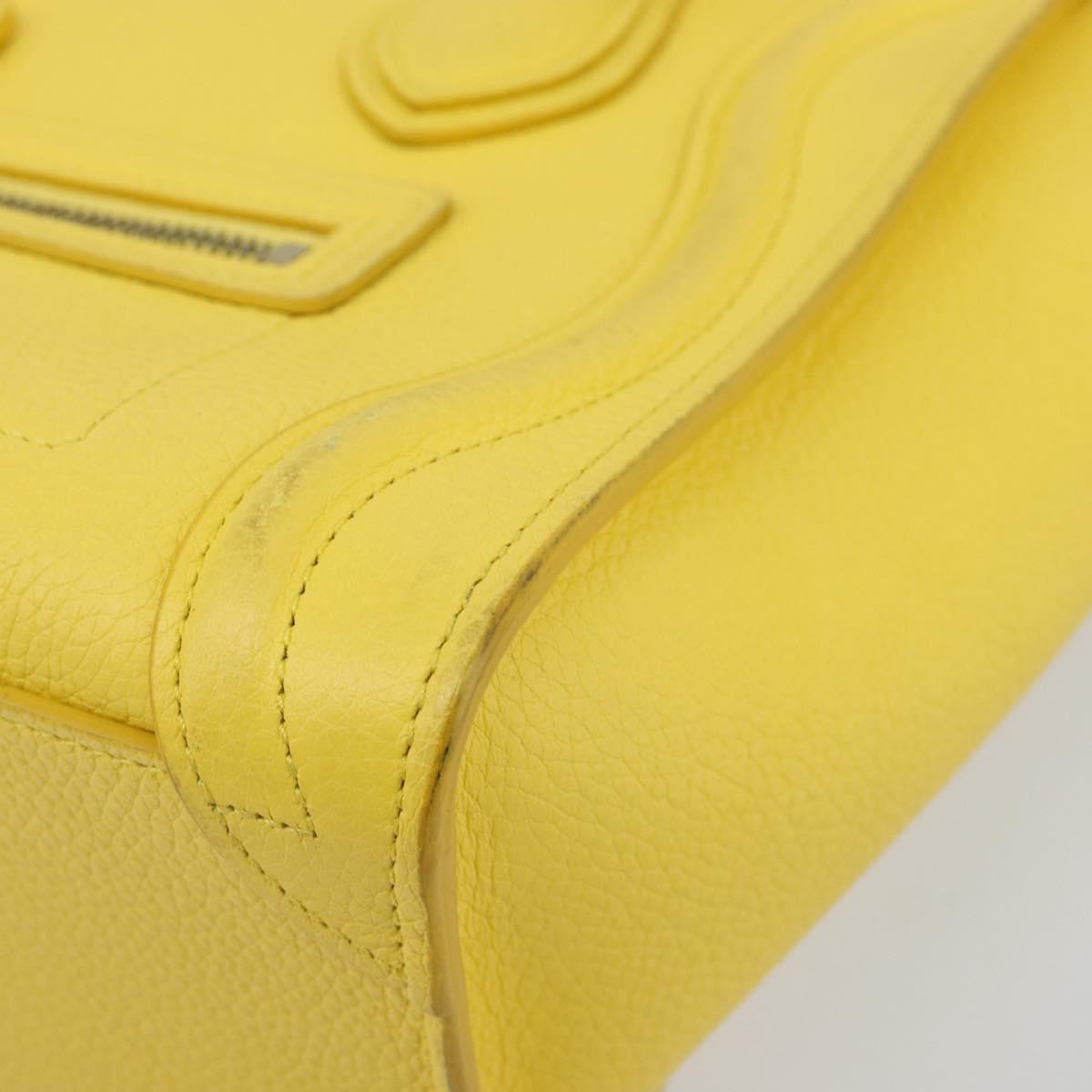 CELINE Hand Bag Leather 2way Gold Yellow Auth ka4756M
