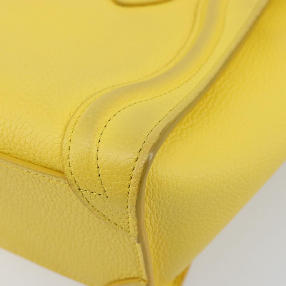 CELINE Hand Bag Leather 2way Gold Yellow Auth ka4756M
