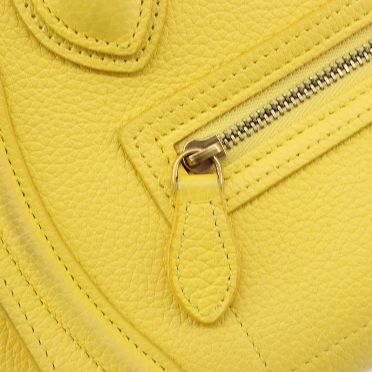 CELINE Hand Bag Leather 2way Gold Yellow Auth ka4756M