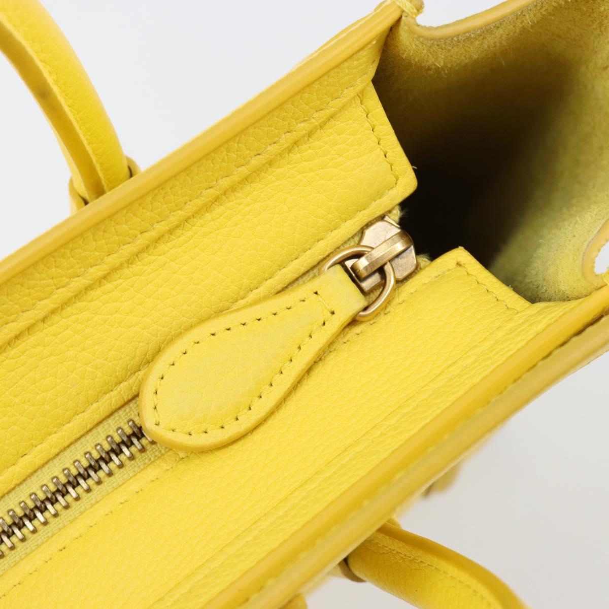 CELINE Hand Bag Leather 2way Gold Yellow Auth ka4756M
