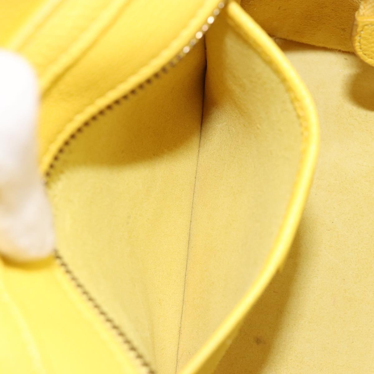 CELINE Hand Bag Leather 2way Gold Yellow Auth ka4756M