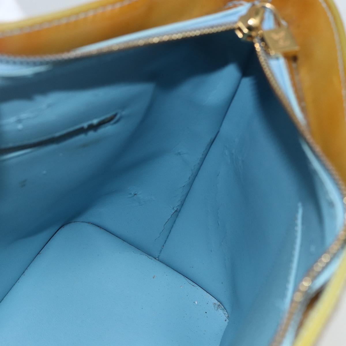 LOUIS VUITTON Monogram Vernis Houston Hand Bag Baby Blue M91005 LV Auth ka476