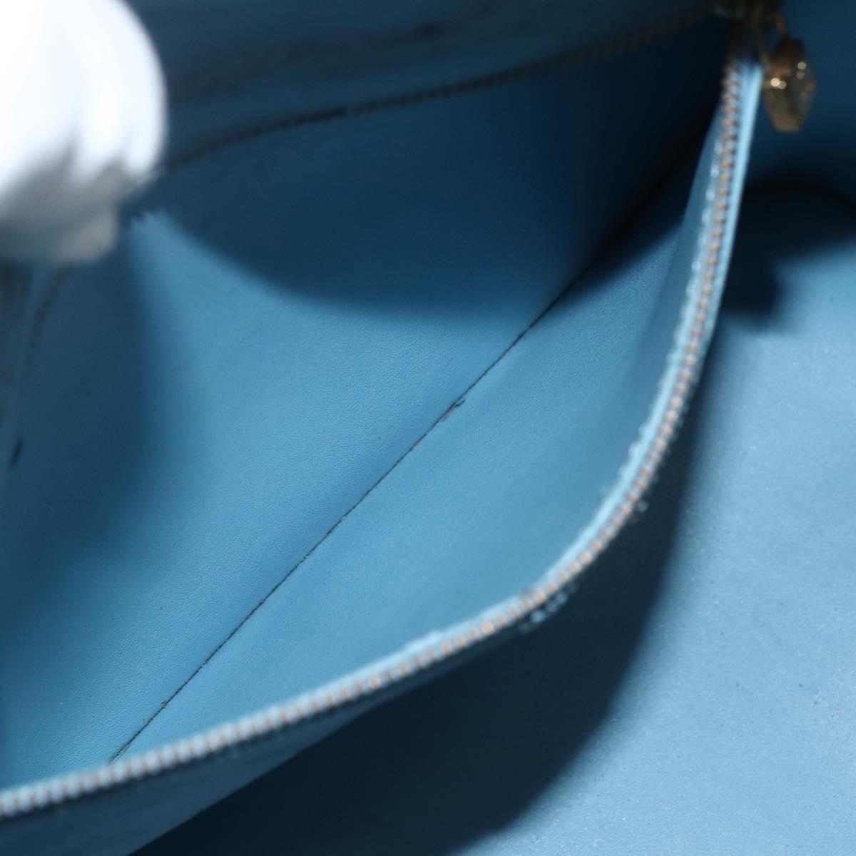 LOUIS VUITTON Monogram Vernis Houston Hand Bag Baby Blue M91005 LV Auth ka476