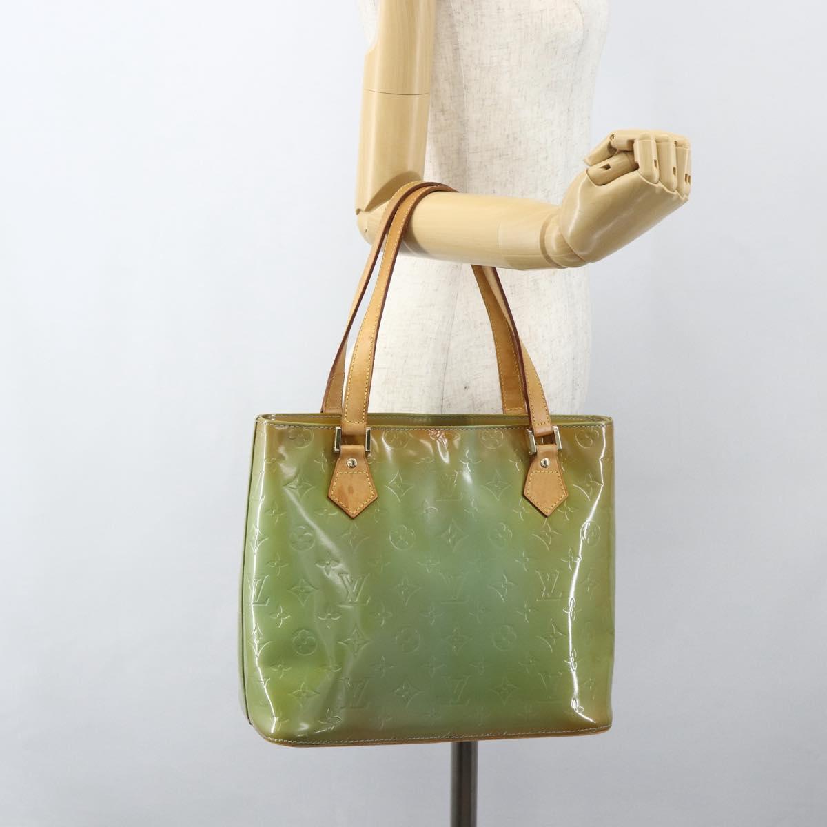 LOUIS VUITTON Monogram Vernis Houston Hand Bag Baby Blue M91005 LV Auth ka476