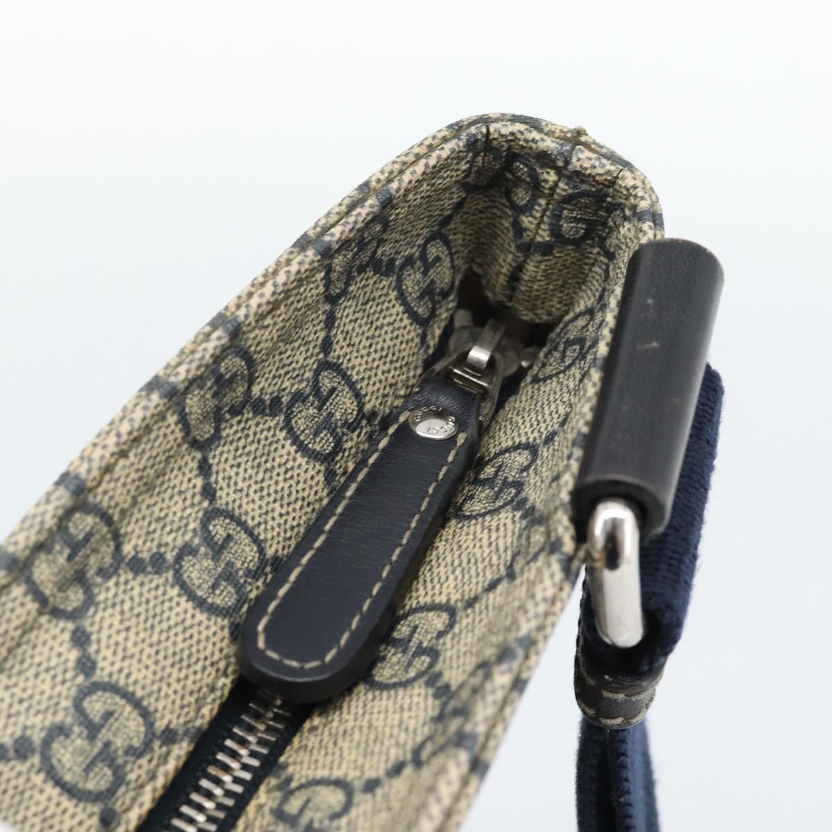 GUCCI GG Supreme Shoulder Bag PVC Navy Silver 201446 Auth ka4760