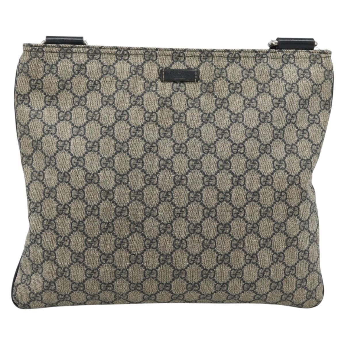 GUCCI GG Supreme Shoulder Bag PVC Navy Silver 201446 Auth ka4760