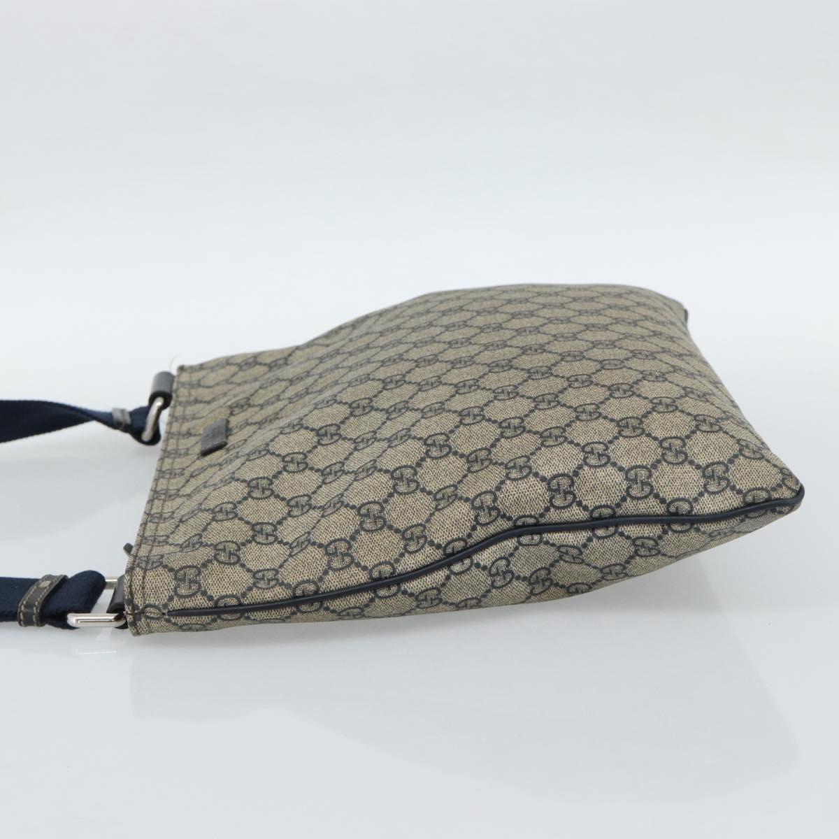 GUCCI GG Supreme Shoulder Bag PVC Navy Silver 201446 Auth ka4760