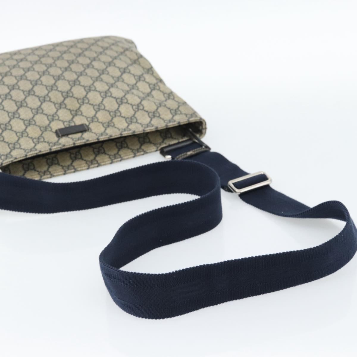 GUCCI GG Supreme Shoulder Bag PVC Navy Silver 201446 Auth ka4760