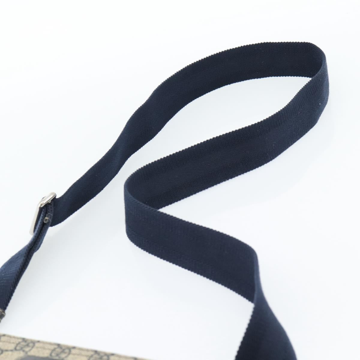 GUCCI GG Supreme Shoulder Bag PVC Navy Silver 201446 Auth ka4760