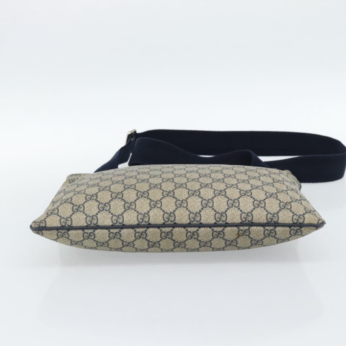 GUCCI GG Supreme Shoulder Bag PVC Navy Silver 201446 Auth ka4760