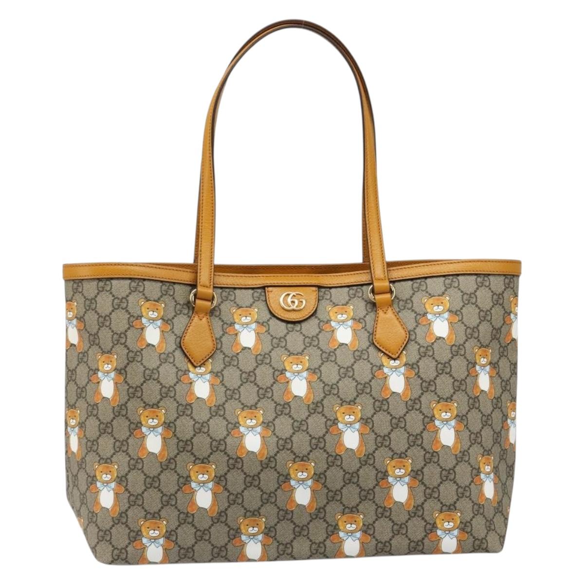 GUCCI GG Supreme Tote Bag PVC Beige Gold 631685 Auth ka4761M