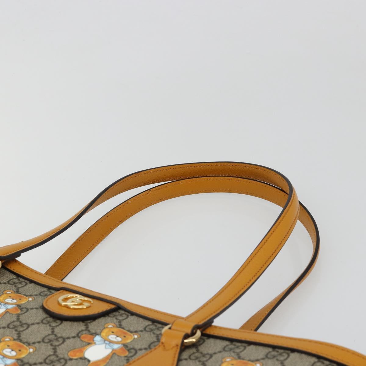 GUCCI GG Supreme Tote Bag PVC Beige Gold 631685 Auth ka4761M