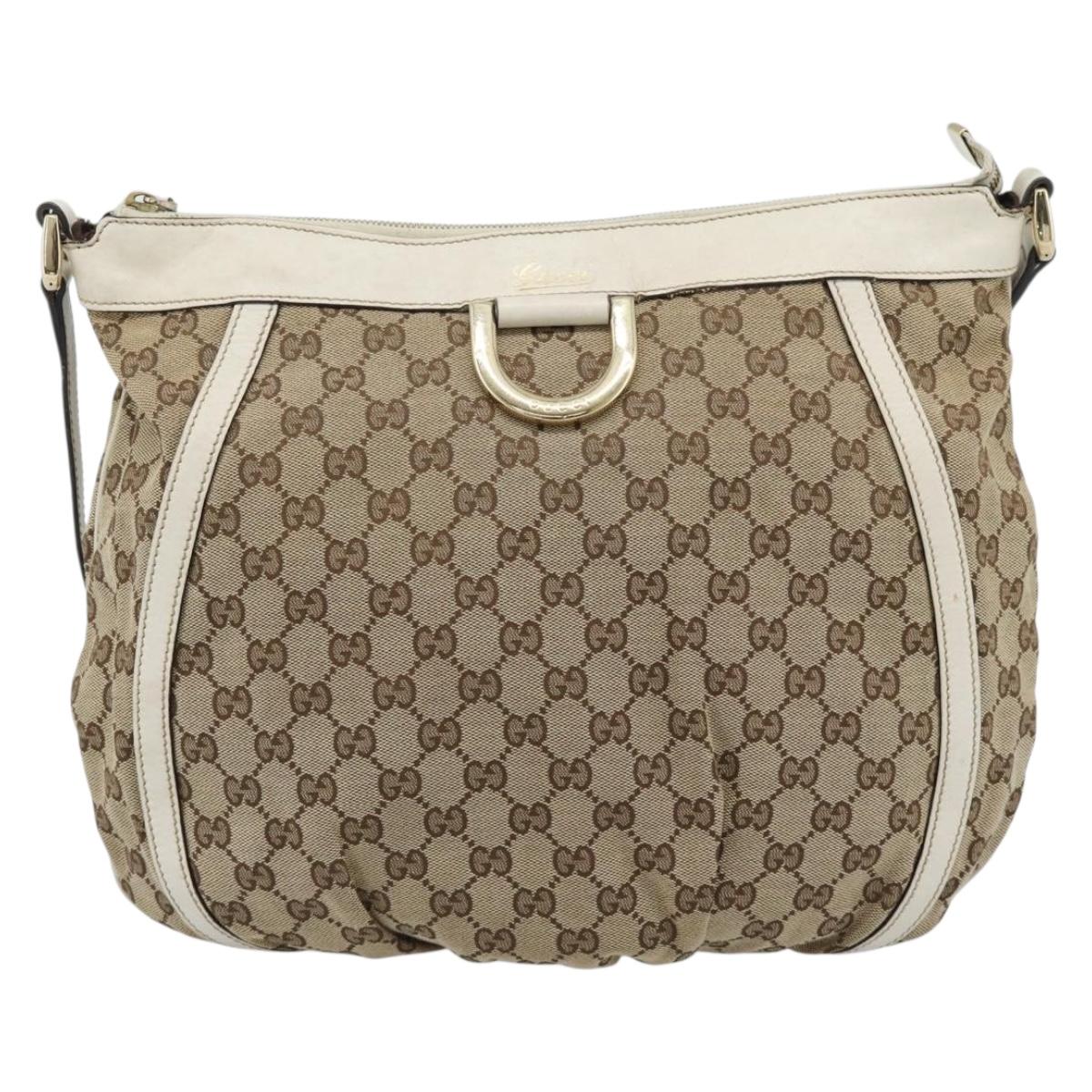 GUCCI GG Canvas Shoulder Bag Beige Gold 204940 Auth ka4762