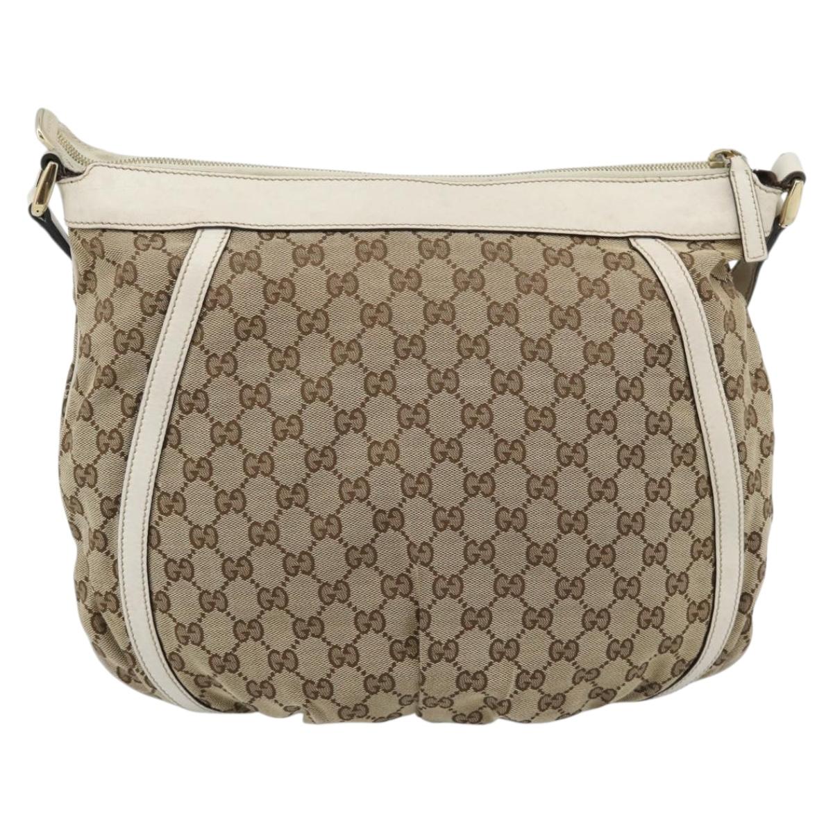 GUCCI GG Canvas Shoulder Bag Beige Gold 204940 Auth ka4762