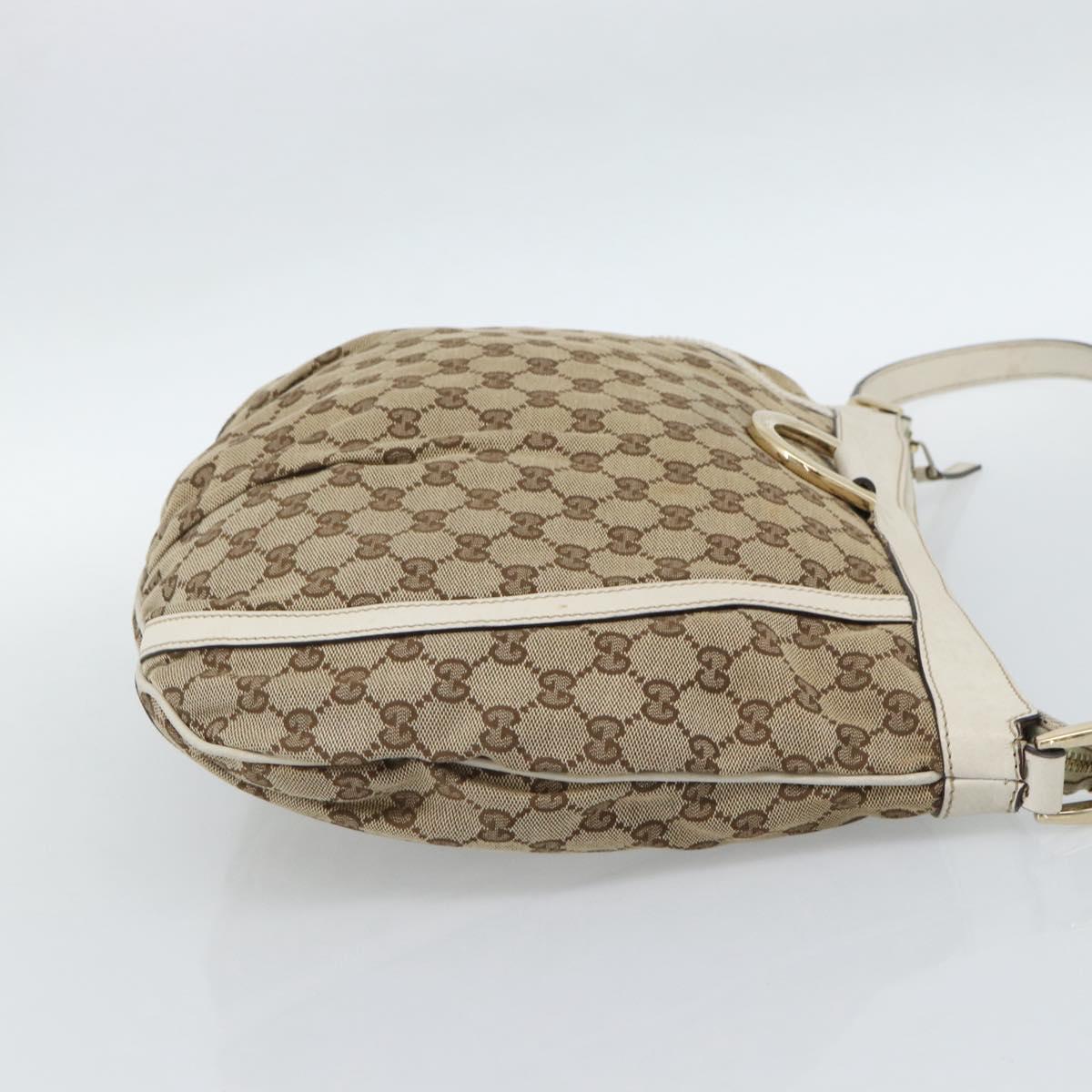 GUCCI GG Canvas Shoulder Bag Beige Gold 204940 Auth ka4762