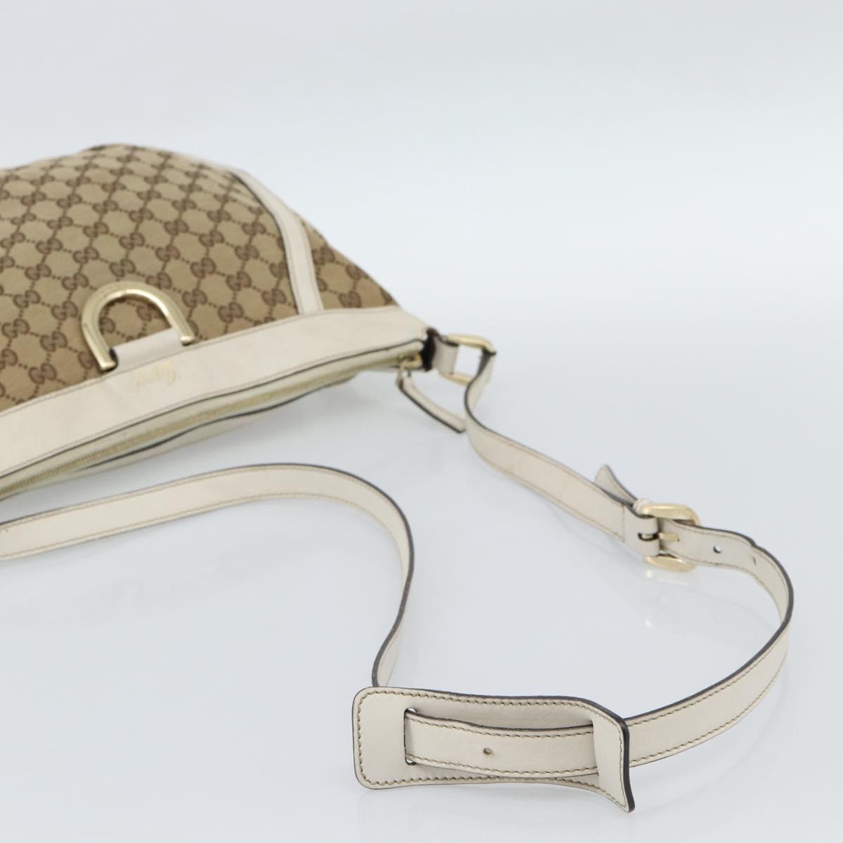 GUCCI GG Canvas Shoulder Bag Beige Gold 204940 Auth ka4762