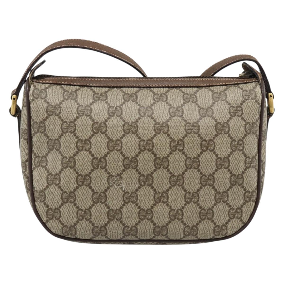 GUCCI GG Supreme Web Sherry Line Bag PVC Beige Gold 89 02 032 Auth ka4764