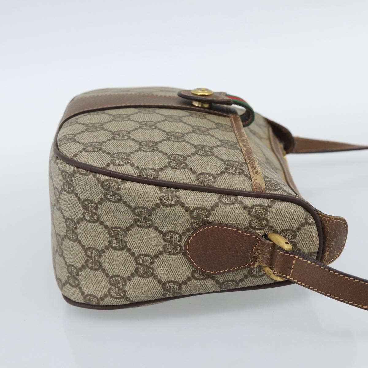 GUCCI GG Supreme Web Sherry Line Bag PVC Beige Gold 89 02 032 Auth ka4764