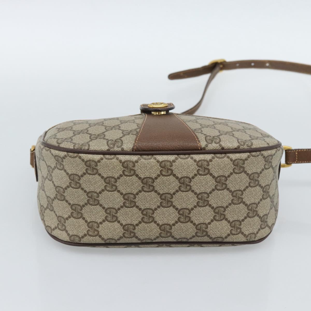 GUCCI GG Supreme Web Sherry Line Bag PVC Beige Gold 89 02 032 Auth ka4764