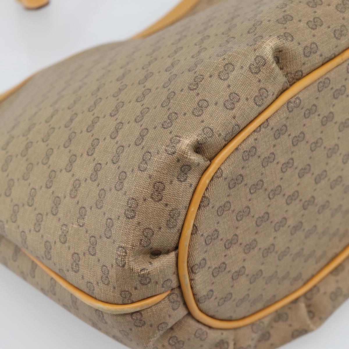 GUCCI Micro GG Supreme Shoulder Bag PVC Beige Gold Auth ka4765