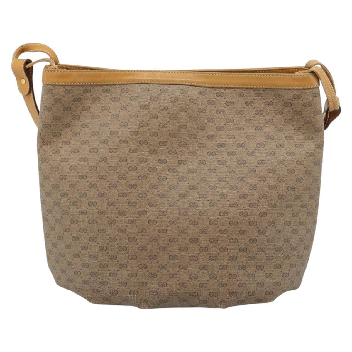 GUCCI Micro GG Supreme Shoulder Bag PVC Beige Gold Auth ka4765