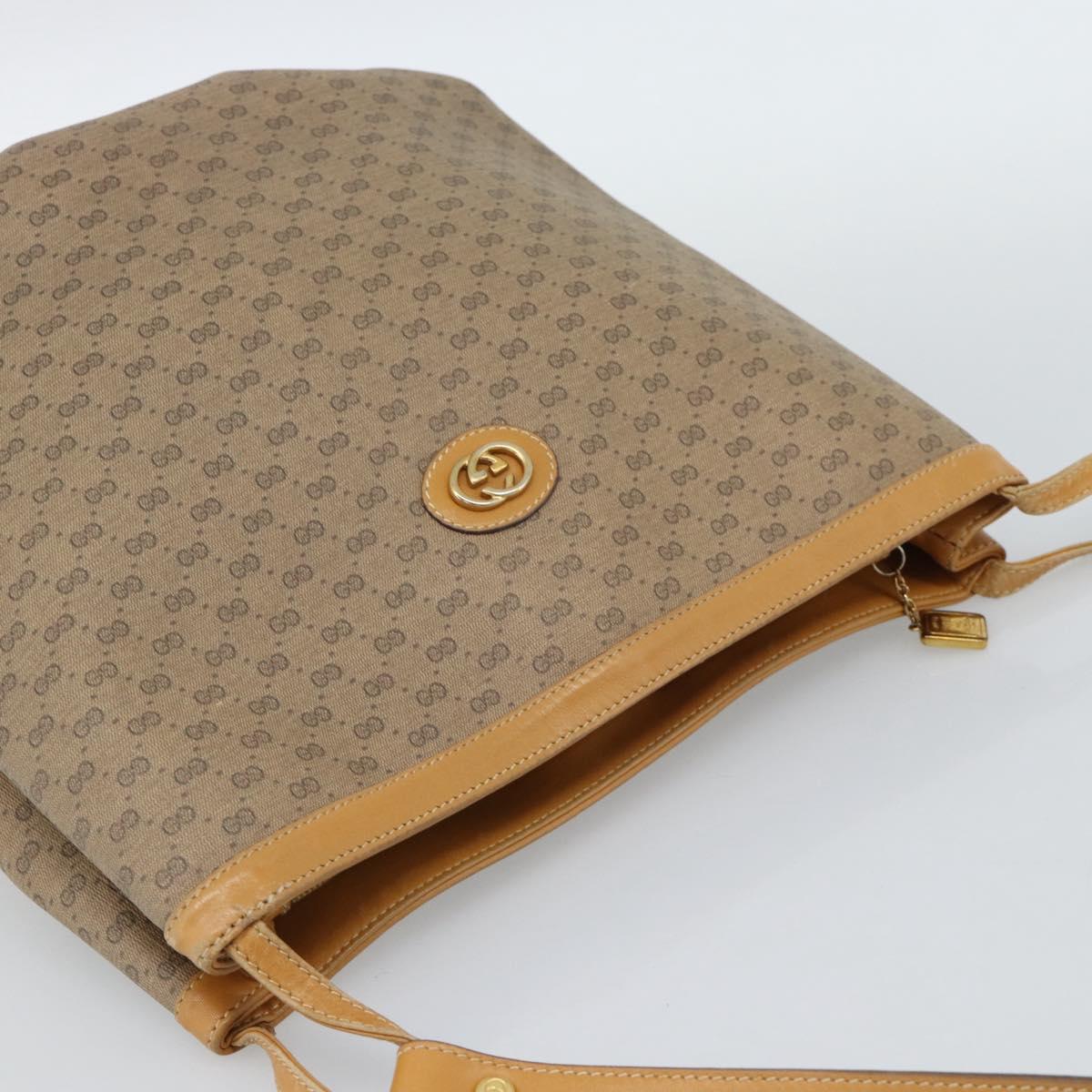 GUCCI Micro GG Supreme Shoulder Bag PVC Beige Gold Auth ka4765