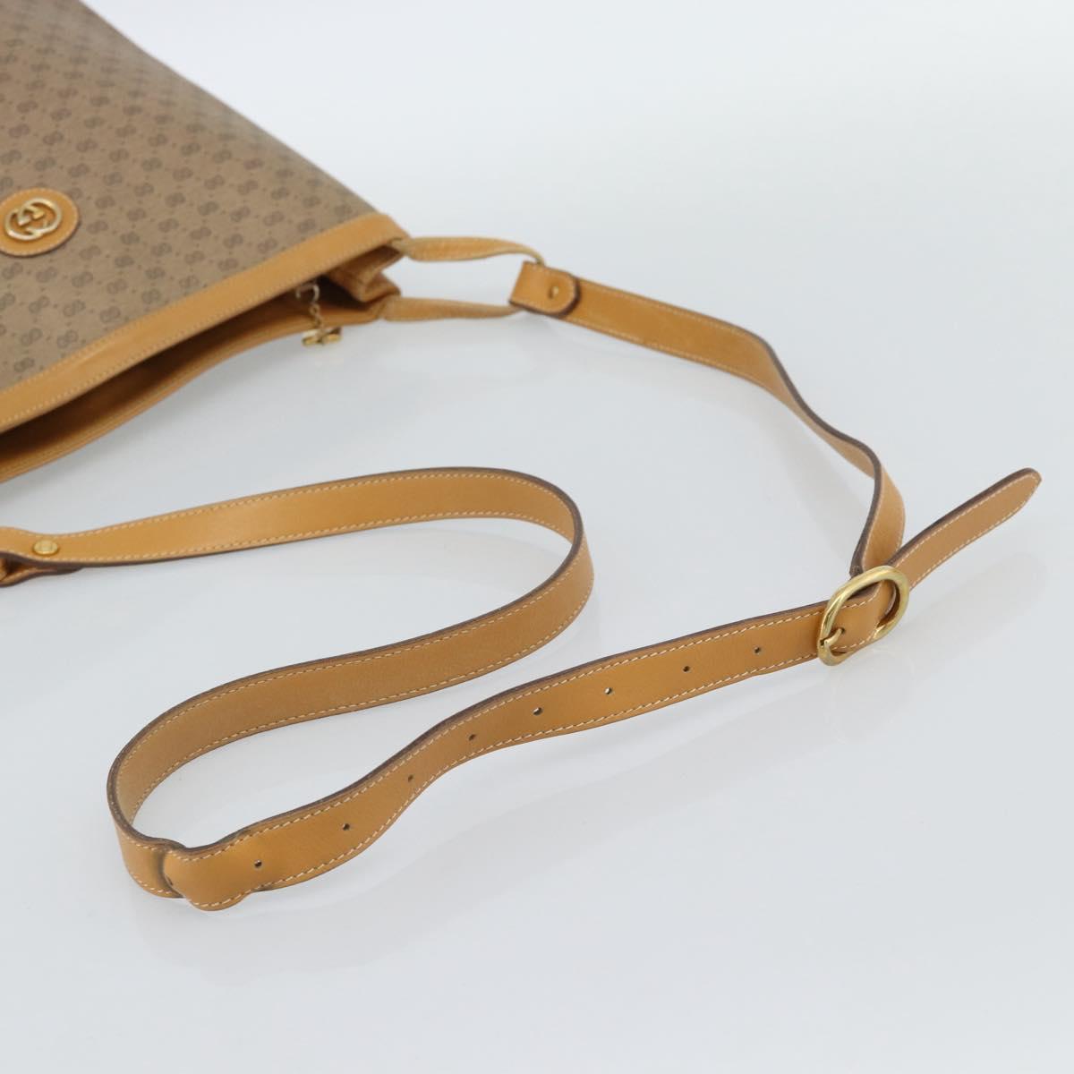 GUCCI Micro GG Supreme Shoulder Bag PVC Beige Gold Auth ka4765