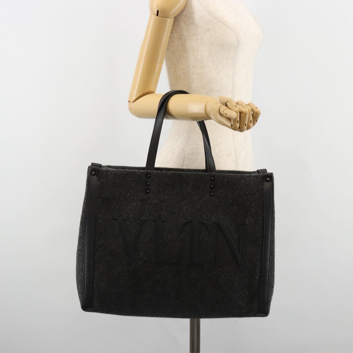 VALENTINO Tote Bag Wool Gray Auth ka4766V