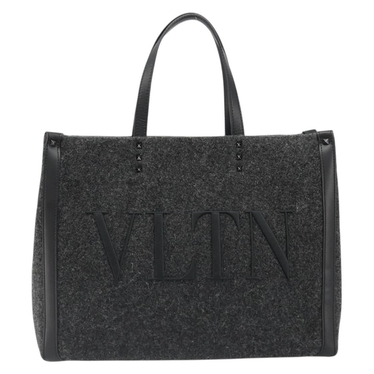 VALENTINO Tote Bag Wool Gray Auth ka4766V