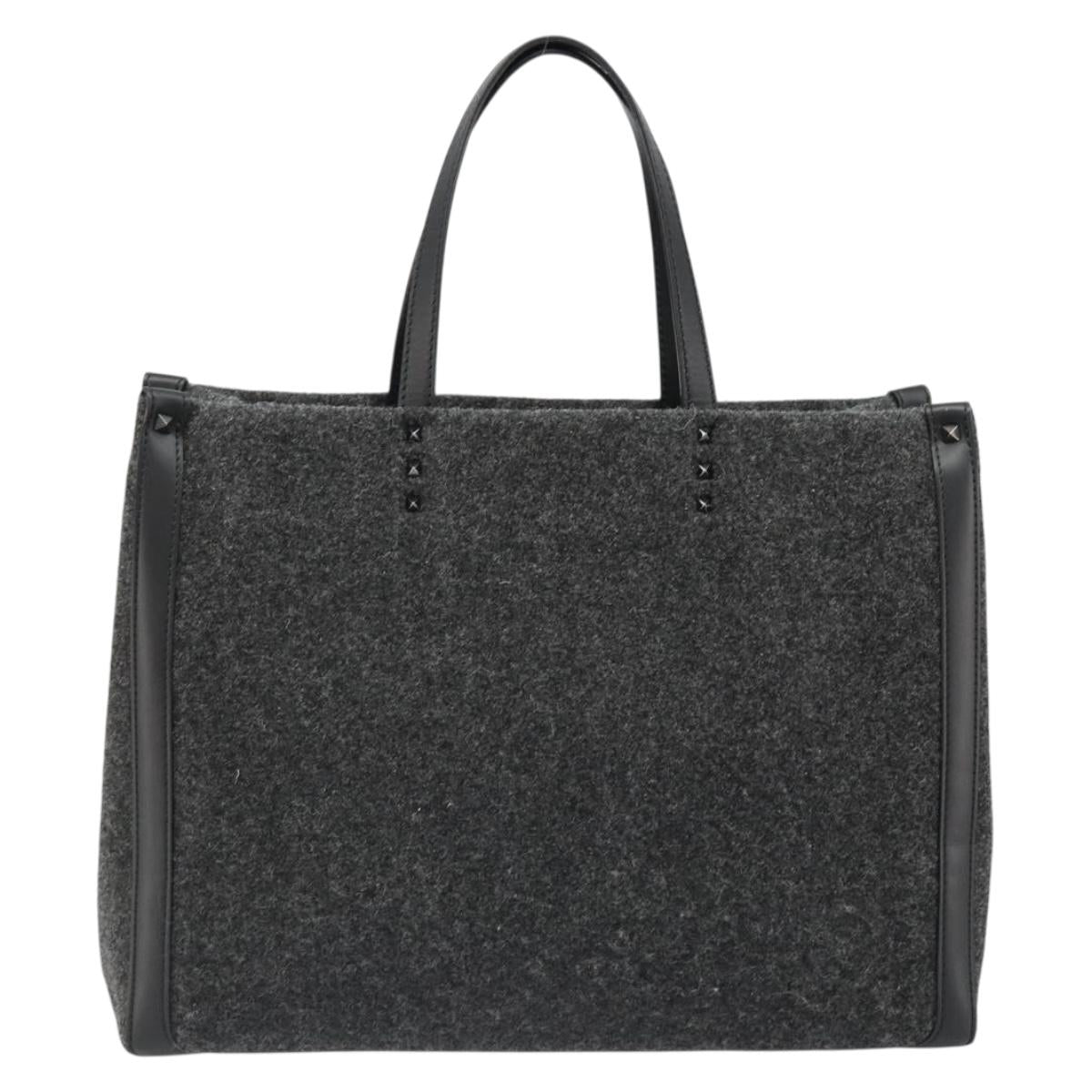VALENTINO Tote Bag Wool Gray Auth ka4766V