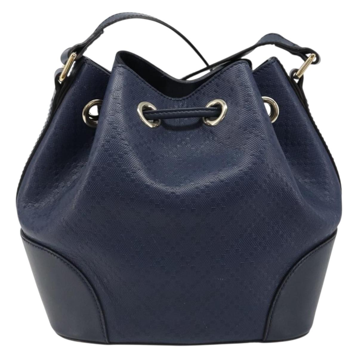 GUCCI Diamante Shoulder Bag Leather Navy Gold 354229 Auth ka4767
