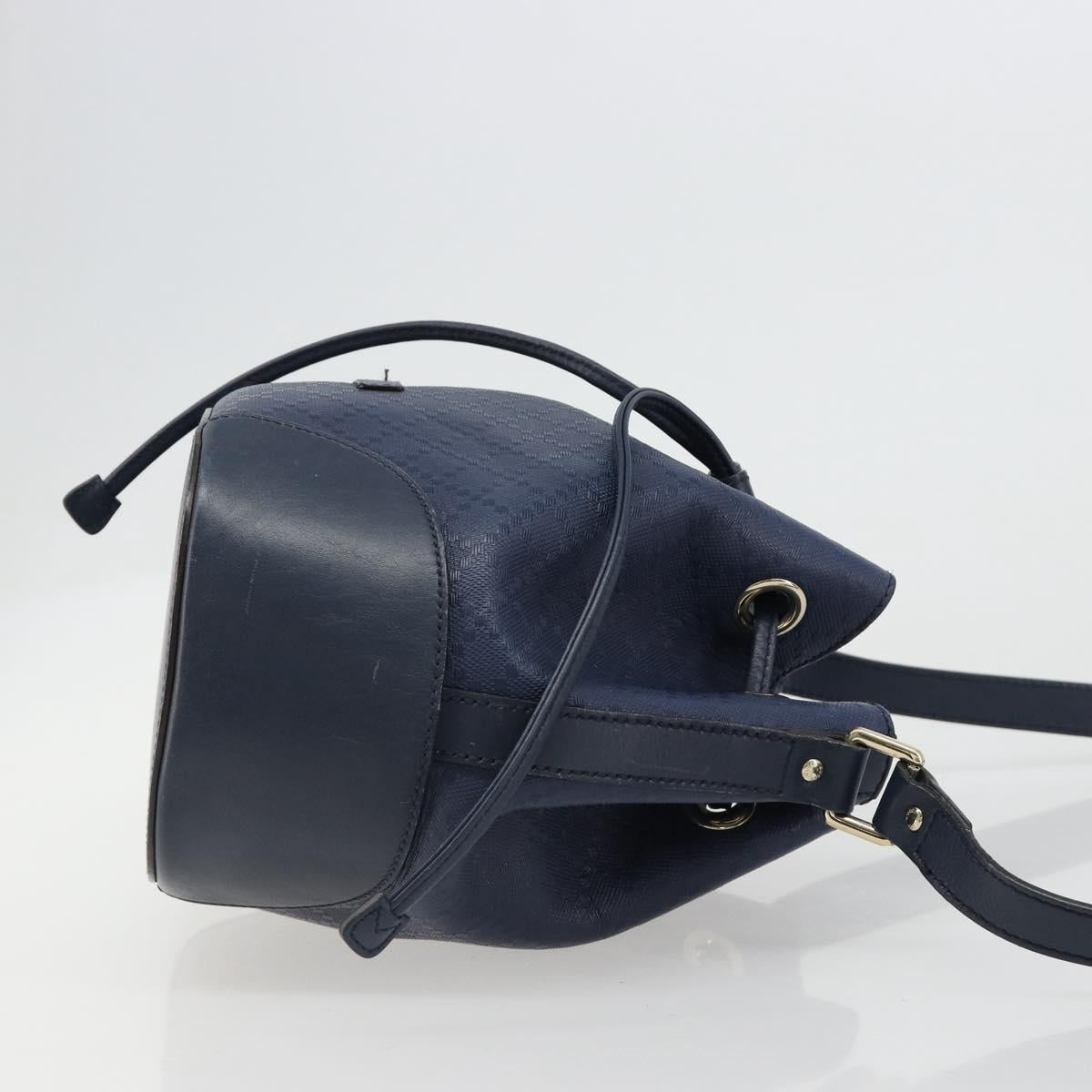 GUCCI Diamante Shoulder Bag Leather Navy Gold 354229 Auth ka4767