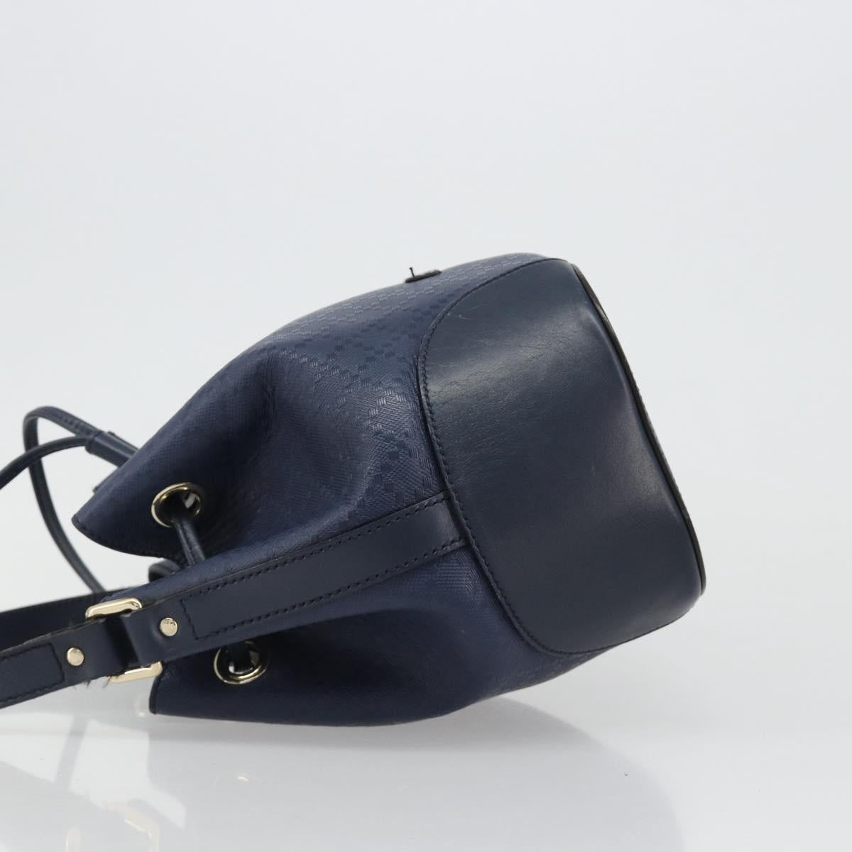 GUCCI Diamante Shoulder Bag Leather Navy Gold 354229 Auth ka4767