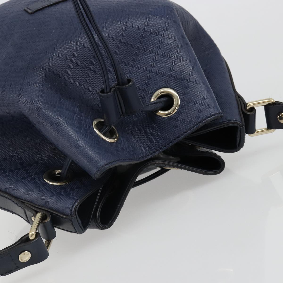 GUCCI Diamante Shoulder Bag Leather Navy Gold 354229 Auth ka4767