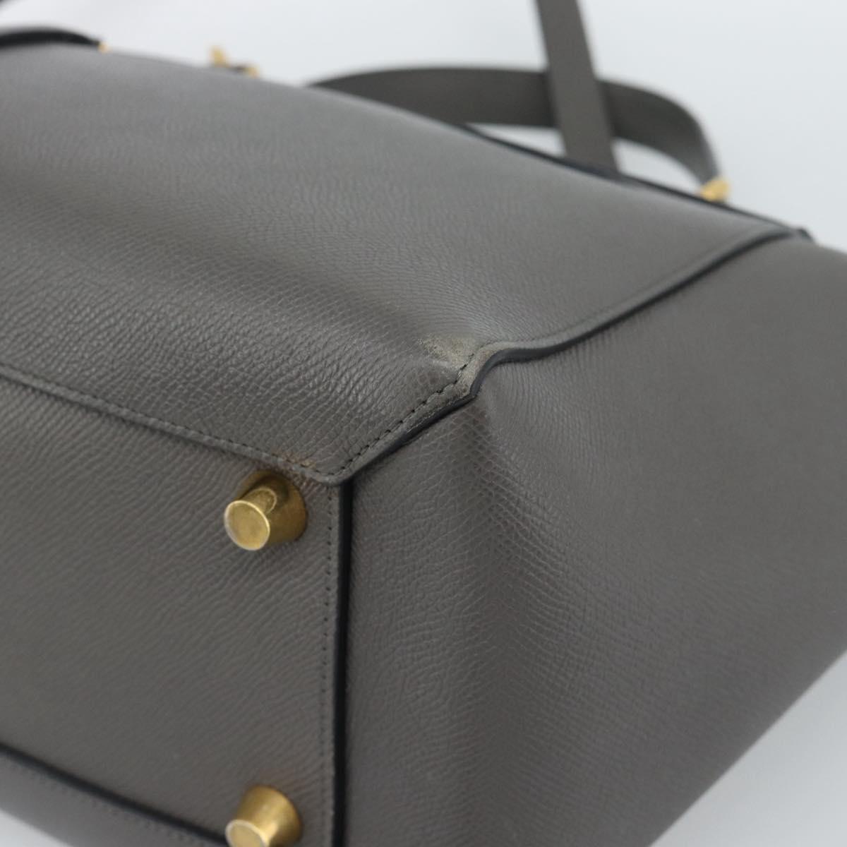 CELINE Micro Belt Hand Bag Leather 2way Gray Gold Auth ka4768V