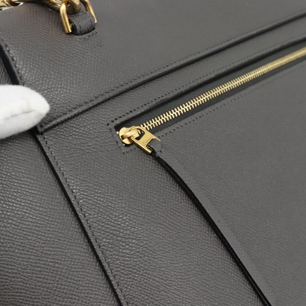 CELINE Micro Belt Hand Bag Leather 2way Gray Gold Auth ka4768V