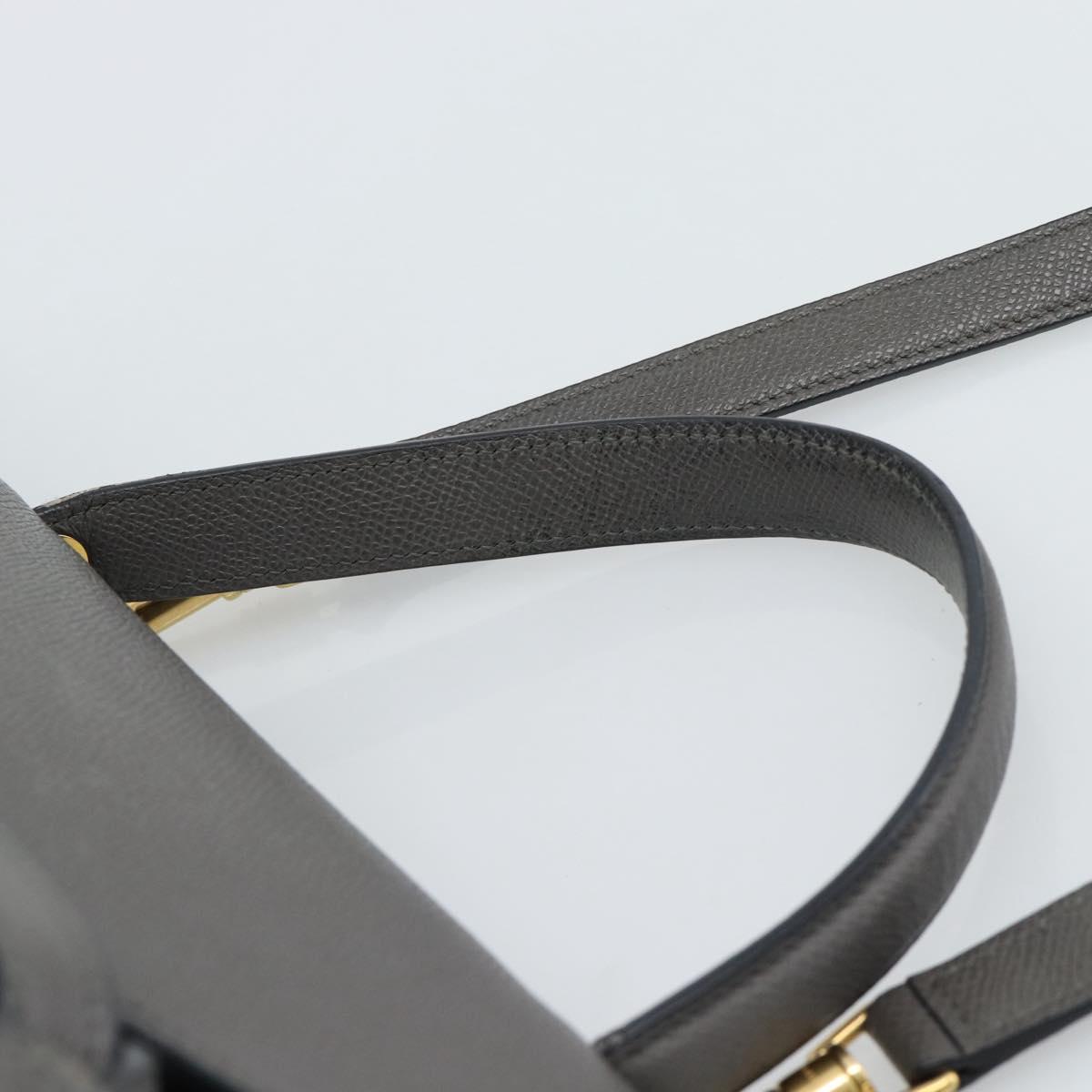 CELINE Micro Belt Hand Bag Leather 2way Gray Gold Auth ka4768V