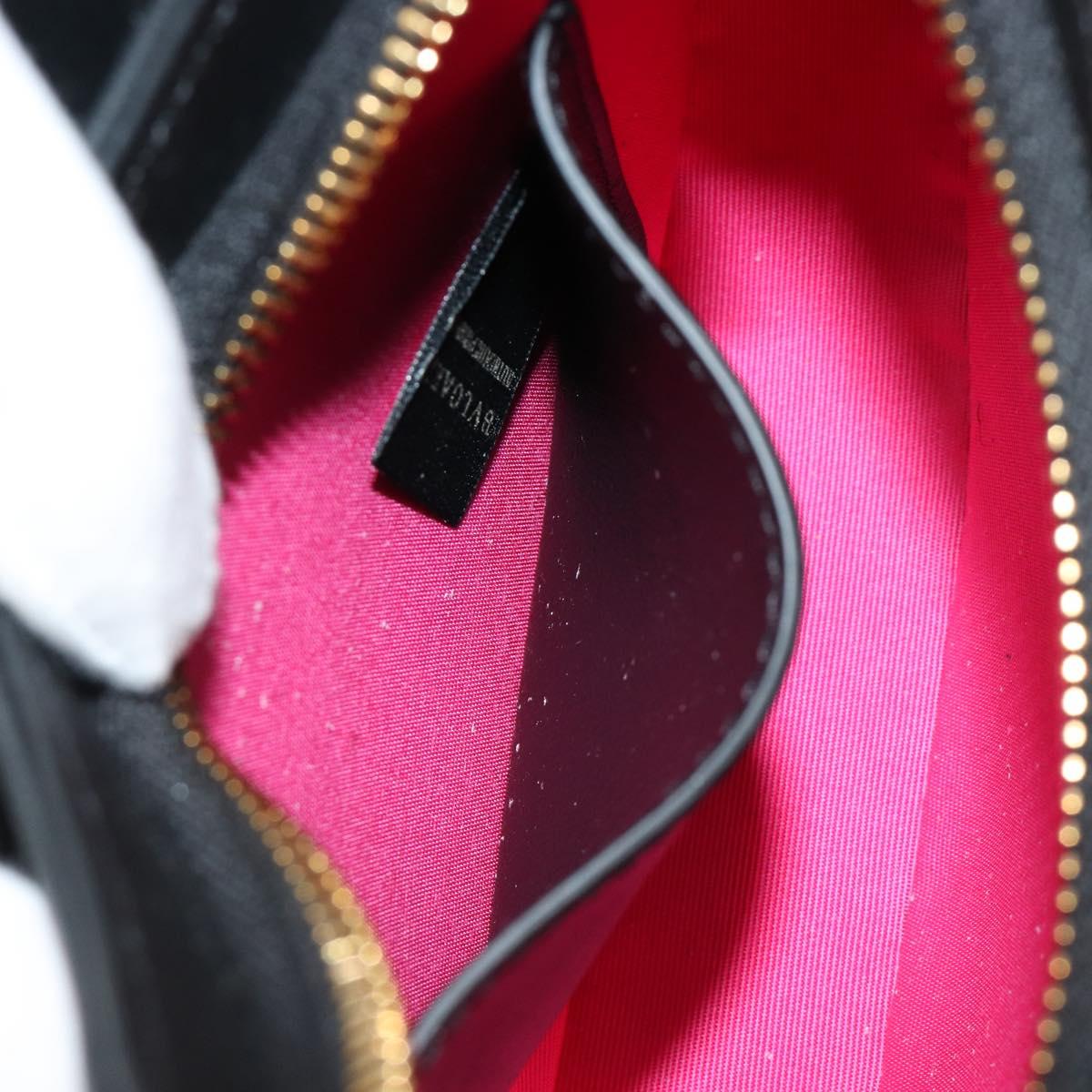 BVLGARI Hand Bag Leather 2way Black Gold Auth ka4770M