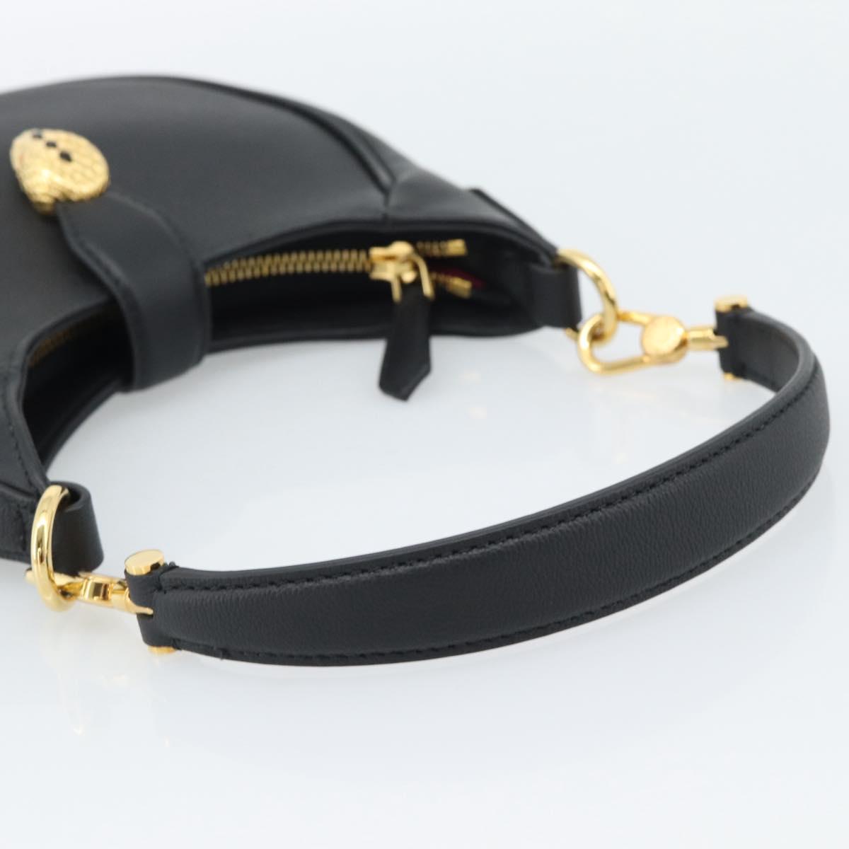 BVLGARI Hand Bag Leather 2way Black Gold Auth ka4770M
