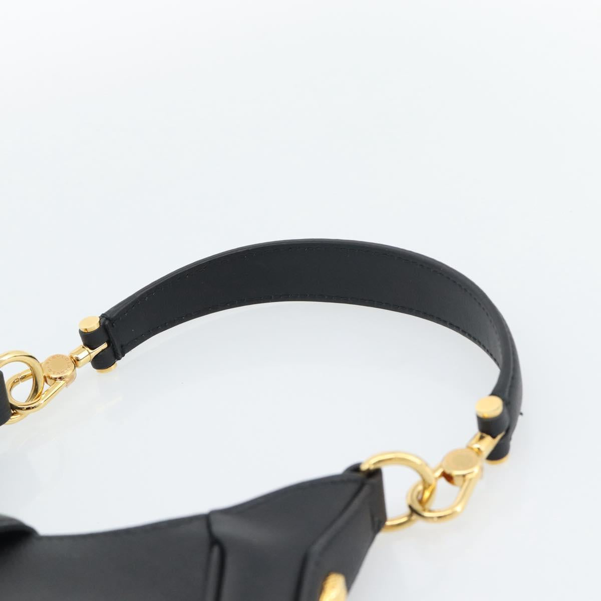 BVLGARI Hand Bag Leather 2way Black Gold Auth ka4770M
