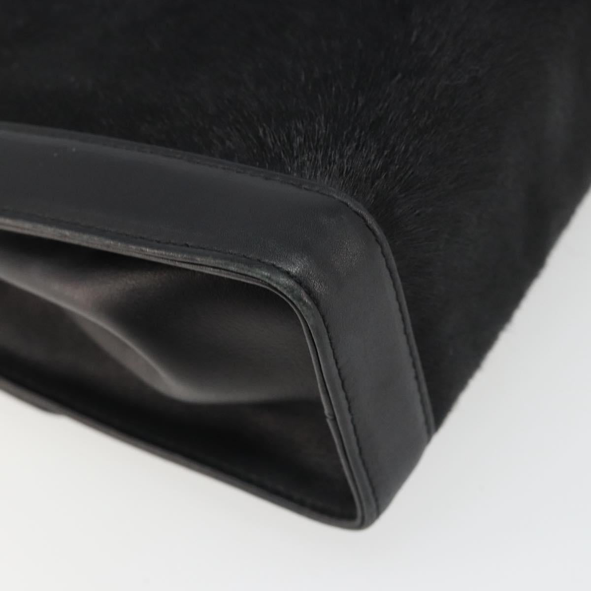 Salvatore Ferragamo Gancini Shoulder Bag Harako leather Black Gold Auth ka4773A