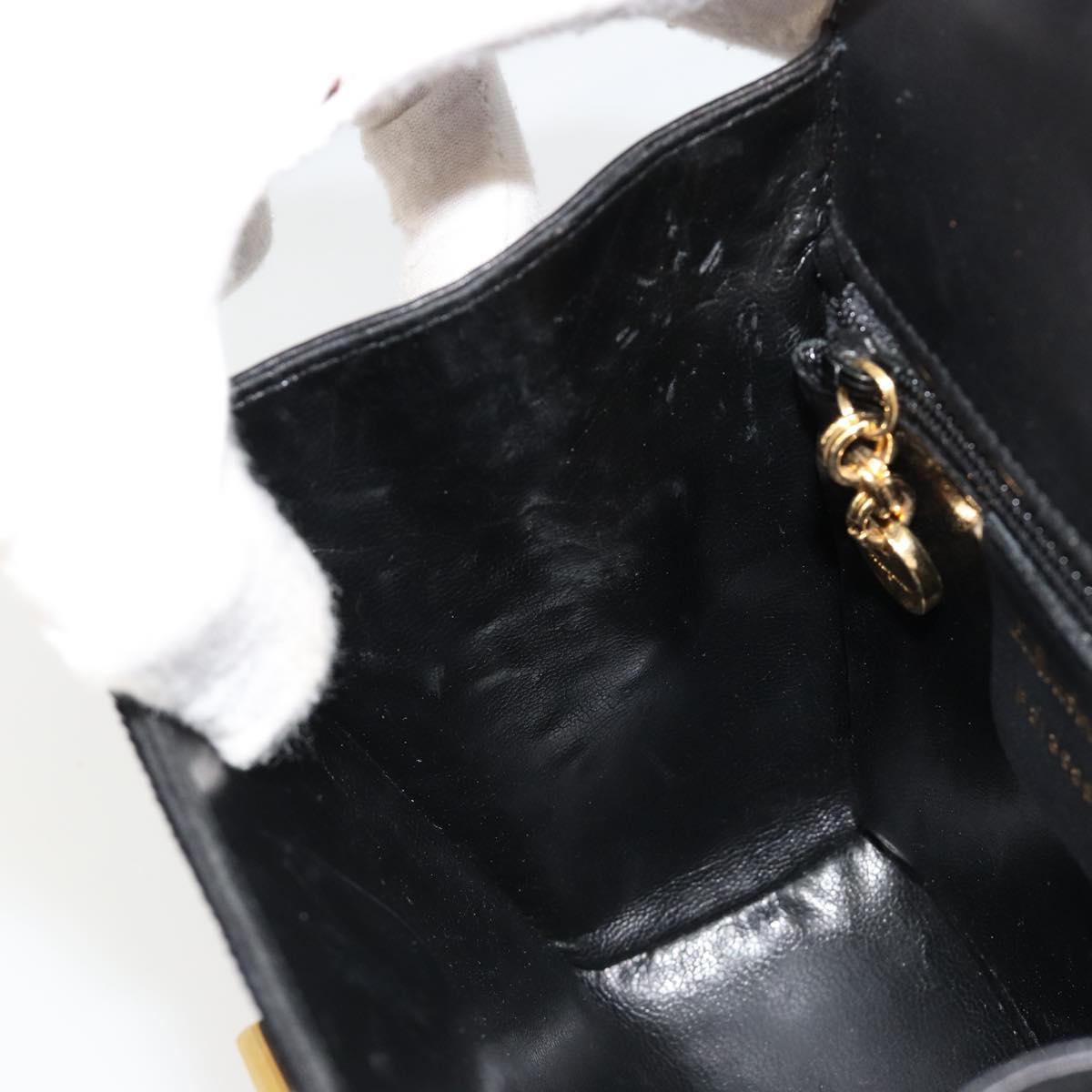 Salvatore Ferragamo Gancini Shoulder Bag Harako leather Black Gold Auth ka4773A