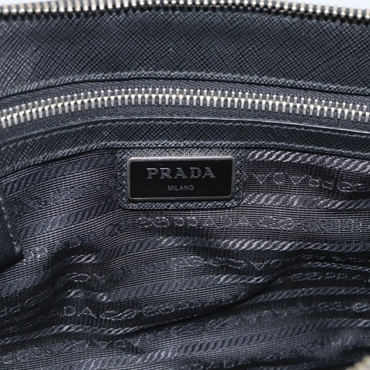 PRADA Clutch Bag Leather Black Silver Auth ka4774