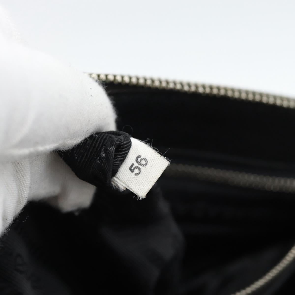 PRADA Clutch Bag Leather Black Silver Auth ka4774