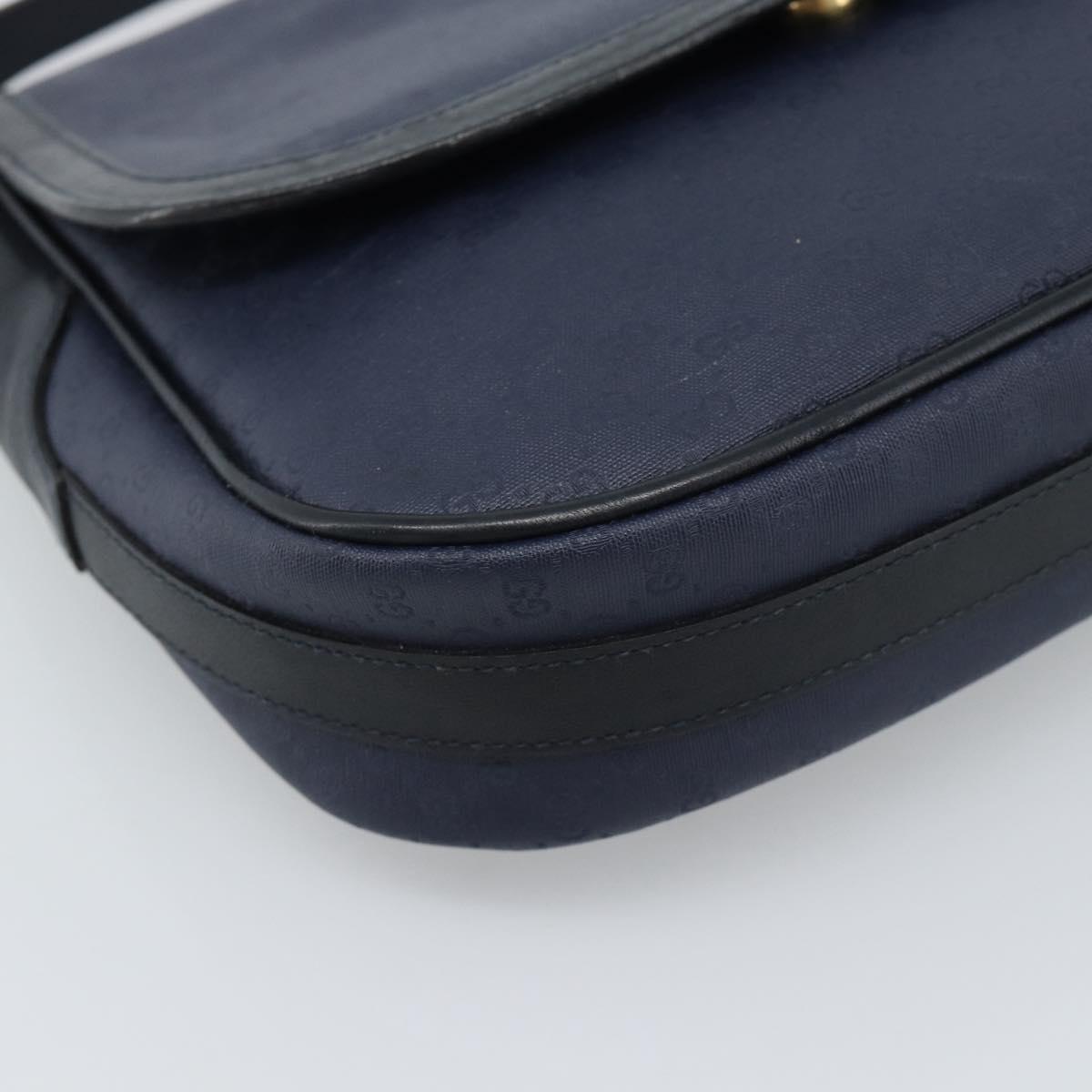 GUCCI Micro GG Supreme Shoulder Bag PVC Navy Gold 001 261 4425 Auth ka4776