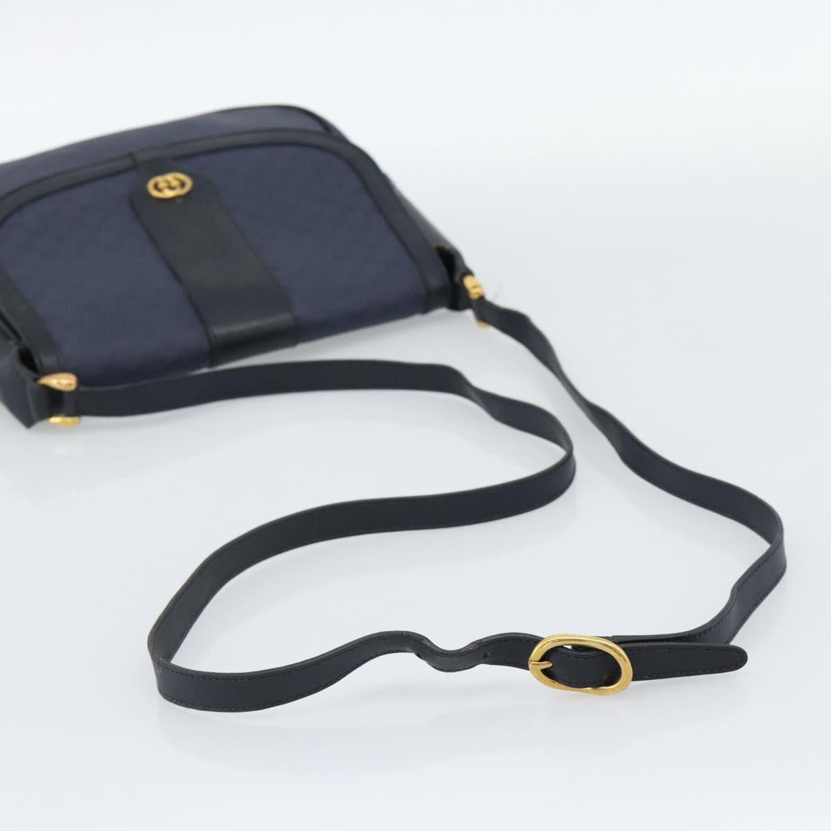 GUCCI Micro GG Supreme Shoulder Bag PVC Navy Gold 001 261 4425 Auth ka4776