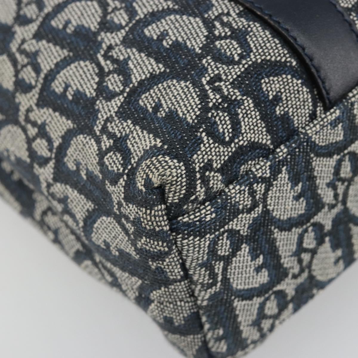 Christian Dior Trotter Canvas Hand Bag Navy Gold Auth ka4777