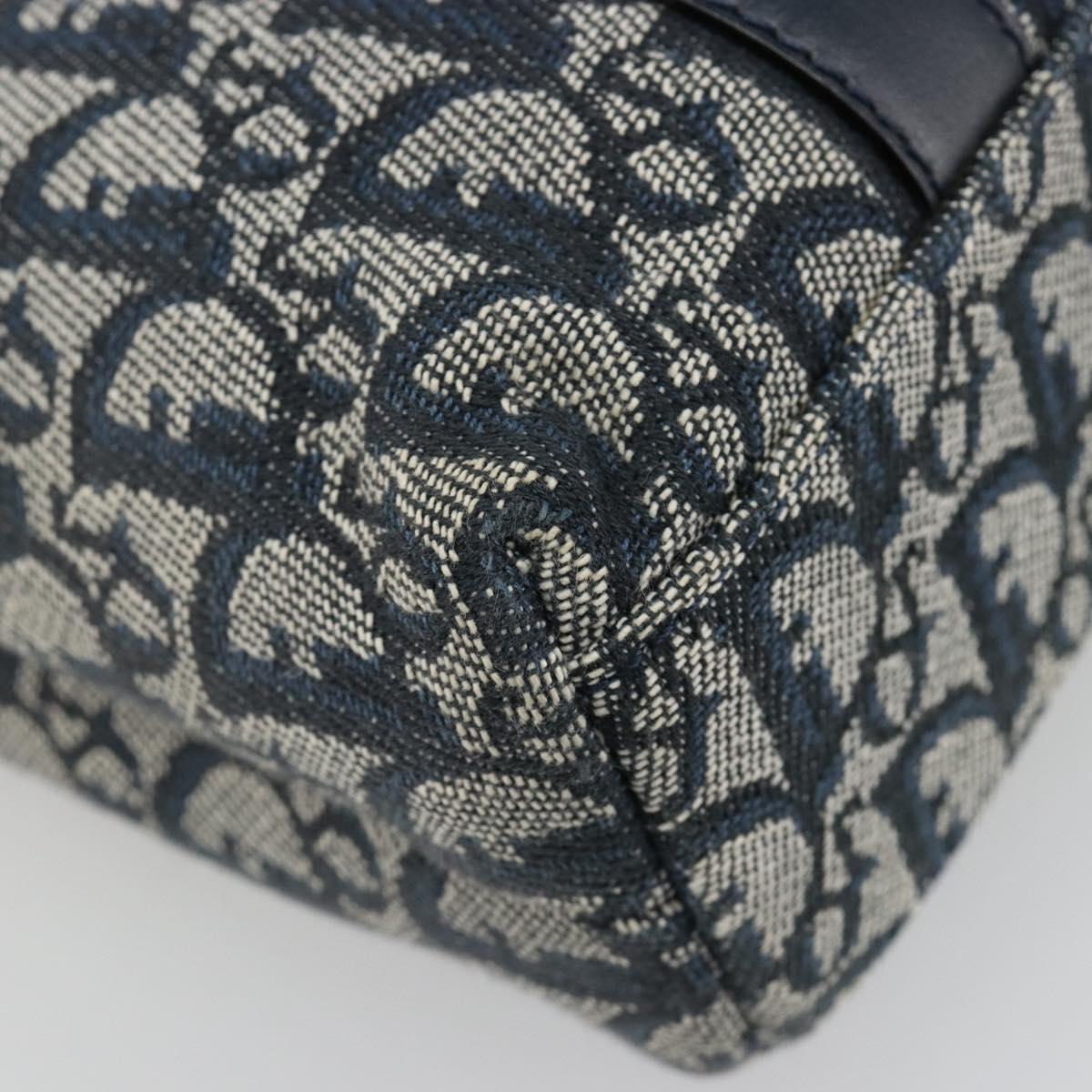 Christian Dior Trotter Canvas Hand Bag Navy Gold Auth ka4777