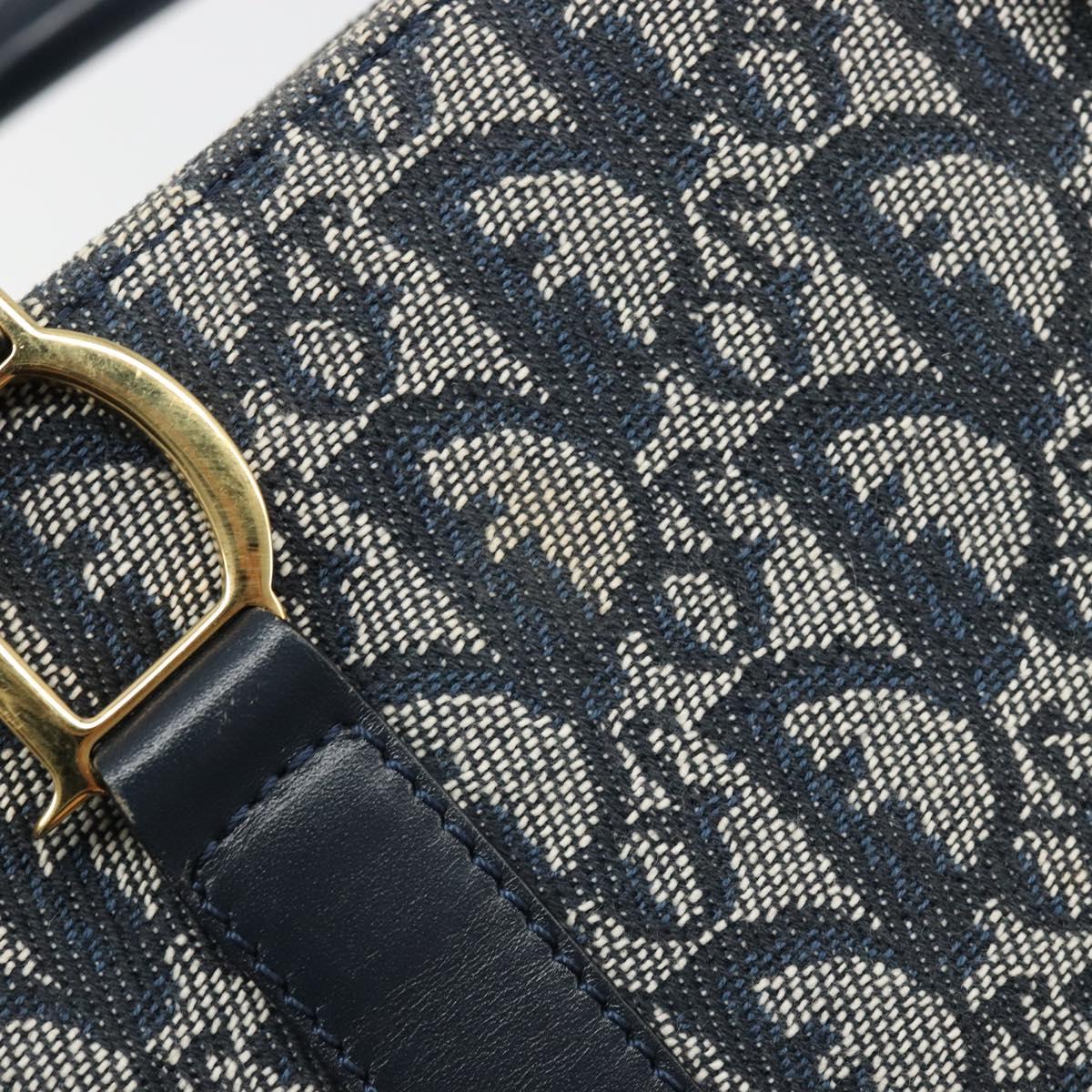 Christian Dior Trotter Canvas Hand Bag Navy Gold Auth ka4777