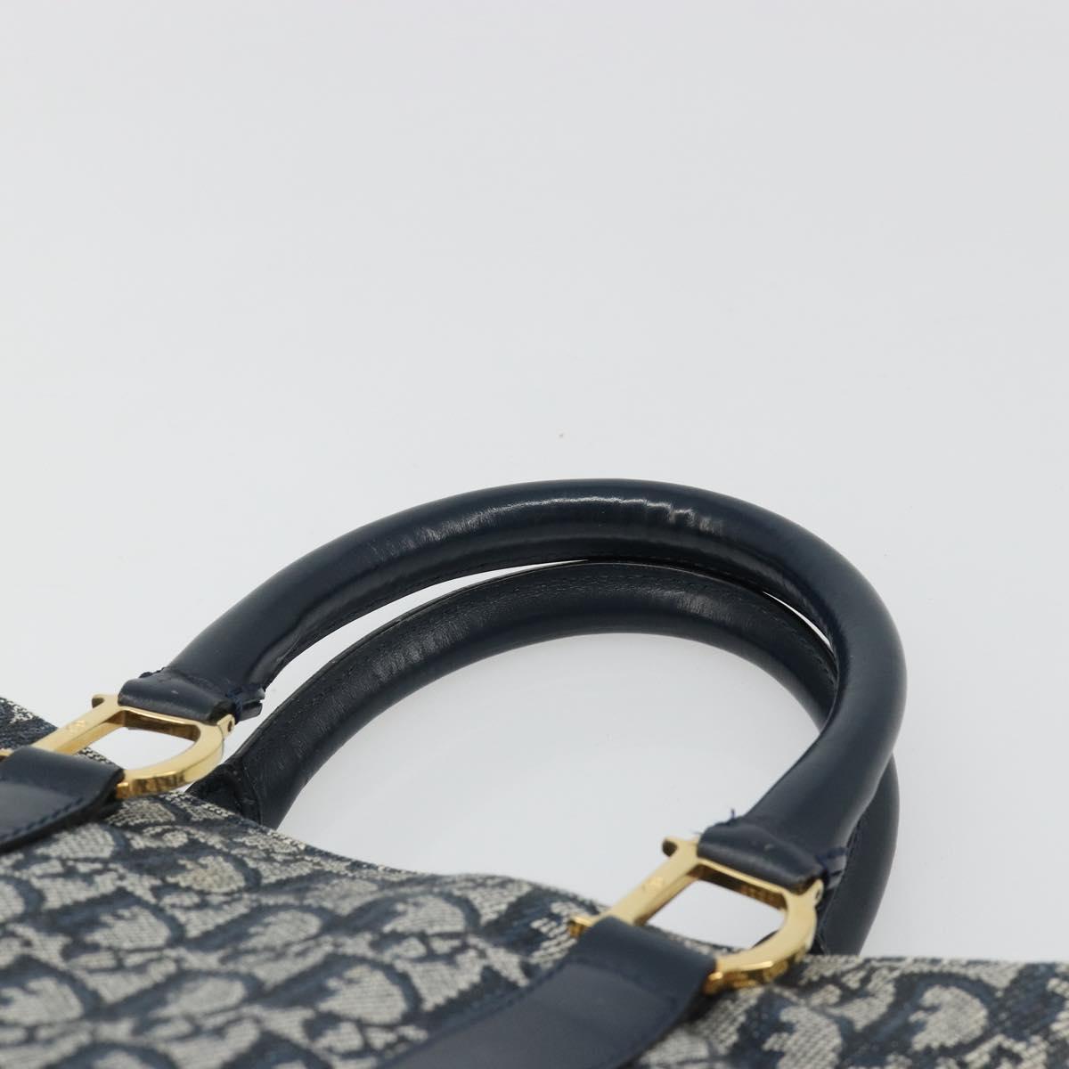 Christian Dior Trotter Canvas Hand Bag Navy Gold Auth ka4777